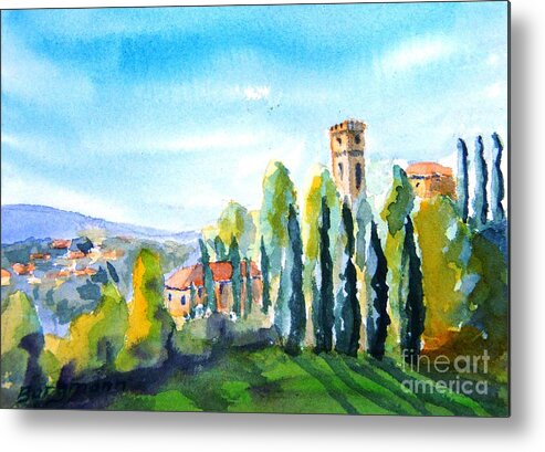 Castle Metal Print featuring the painting Tuscany I by Petra Burgmann