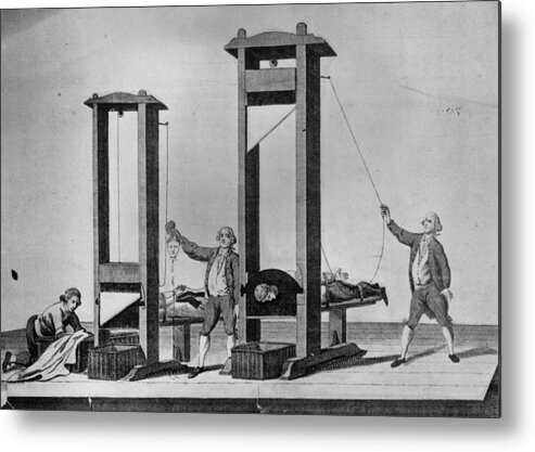 People Metal Print featuring the digital art Twin Guillotines by Hulton Archive