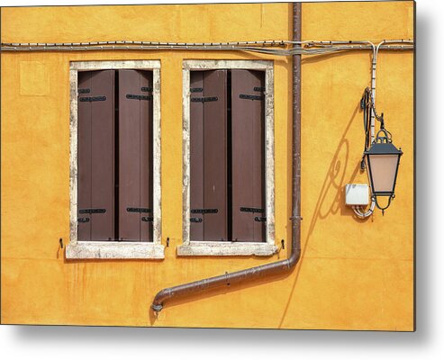 Venice Metal Print featuring the photograph Two brown Windows of Venice by David Letts