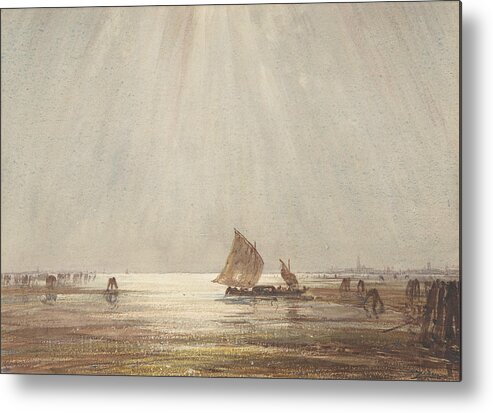 19th Century Art Metal Print featuring the drawing Venetian Fishing Boat by Felix Ziem