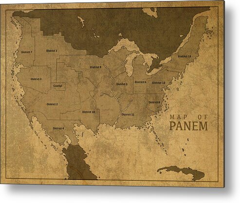 Metal Poster Displate Vintage Map Of Panem With Magnet Mounting System  Included - Vintage Maps