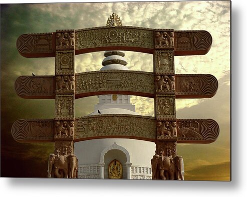 New Delhi Metal Print featuring the photograph World Peace Stupa by Atul Tater