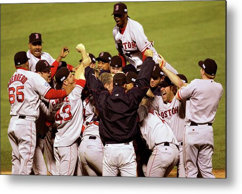 Celebration Metal Print featuring the photograph World Series Red Sox V Cardinals Game 4 by Stephen Dunn