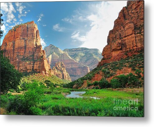 Southwest Metal Print featuring the photograph Zion Canyon With The Virgin River by Bjul