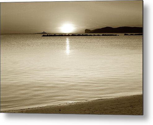 Sepia Metal Print featuring the photograph Calm sunset #1 by Severija Kirilovaite