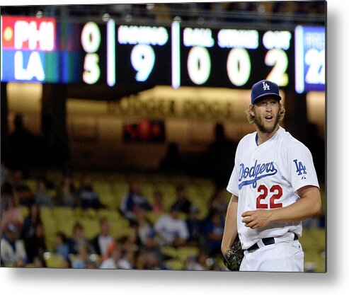 Ninth Inning Metal Print featuring the photograph Clayton Kershaw #1 by Kevork Djansezian