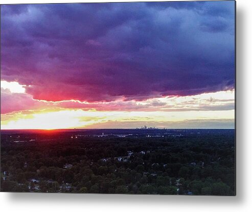  Metal Print featuring the photograph Cleveland Sunset - Drone by Brad Nellis