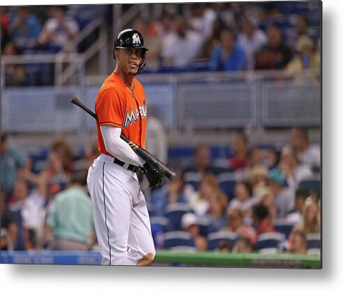 Three Quarter Length Metal Print featuring the photograph Giancarlo Stanton by Rob Foldy
