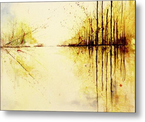 Yellow Metal Print featuring the painting Golden Lagoon #1 by John Glass