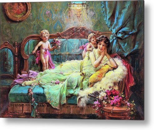 Message Of Love Metal Print featuring the painting Message of love - Digital Remastered Edition #2 by Hans Zatzka