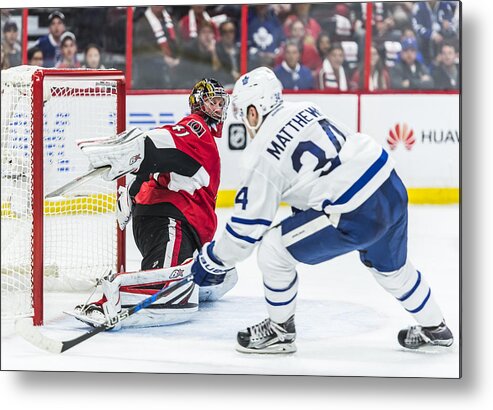Scoring Metal Print featuring the photograph NHL: OCT 12 Maple Leafs at Senators #1 by Icon Sportswire