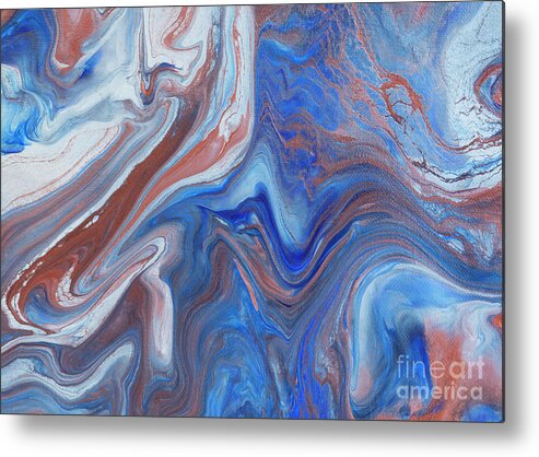 Acrylic Pour Metal Print featuring the painting Ocean on Fire #2 by Elisabeth Lucas