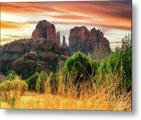 Red Rock Canyon Metal Print featuring the photograph Red Rock Canyon At Sunset #1 by Lev Kaytsner