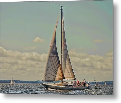 Sailboat Metal Print featuring the digital art Sailboat Race in Rye, New York by Cordia Murphy