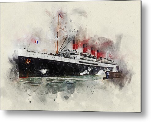 Steamer Metal Print featuring the digital art S.S. France 1910 by Geir Rosset