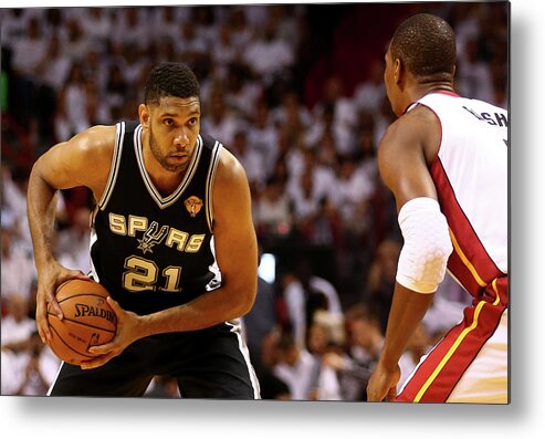 Playoffs Metal Print featuring the photograph Tim Duncan #1 by Andy Lyons