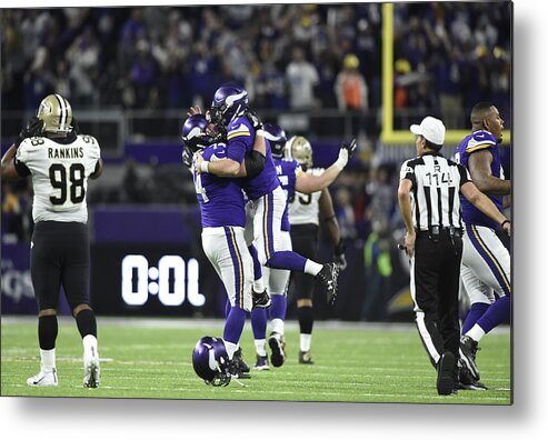 Playoffs Metal Print featuring the photograph Divisional Round - New Orleans Saints v Minnesota Vikings by Hannah Foslien