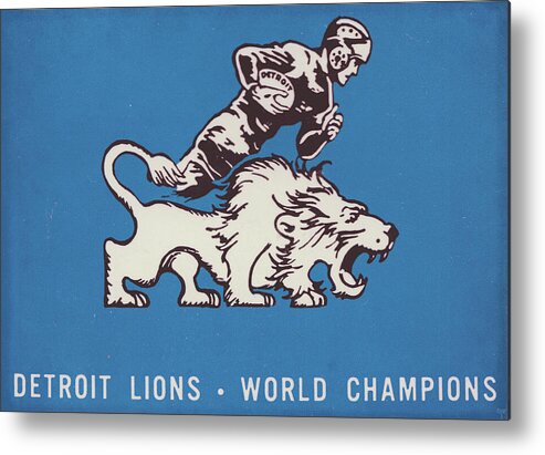 1957 Metal Print featuring the mixed media 1957 Detroit Lions World Champions Art by Row One Brand