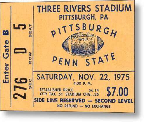 Penn State Metal Print featuring the mixed media 1975 Penn State vs. Pittsburgh by Row One Brand