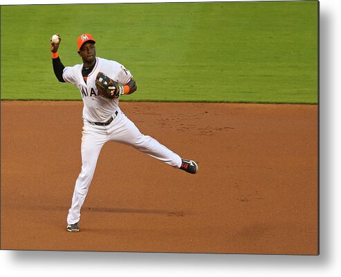 American League Baseball Metal Print featuring the photograph Adeiny Hechavarria by Mike Ehrmann