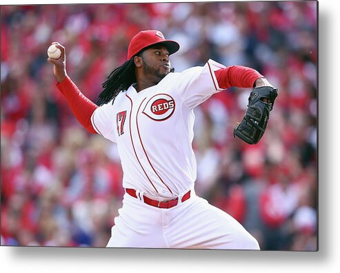 Great American Ball Park Metal Print featuring the photograph Johnny Cueto by Andy Lyons