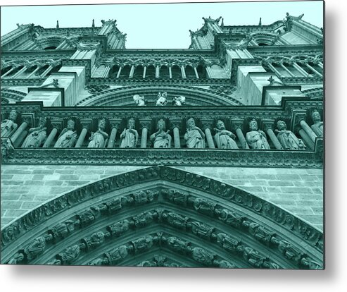 Paris Metal Print featuring the photograph Notre Dame Cathedral - West Facade #2 by Ron Berezuk