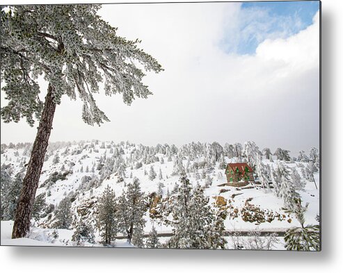 Wintertime Metal Print featuring the photograph Winter Landscape, Troodos mountains Cyprus #5 by Michalakis Ppalis