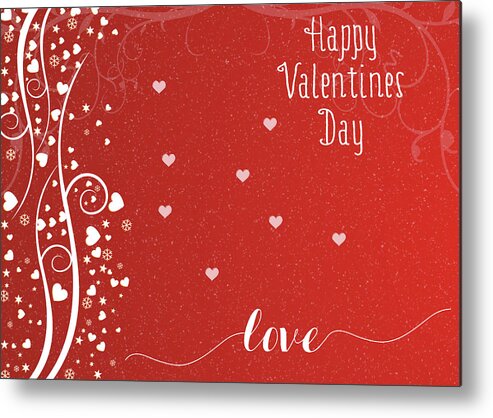 Red Metal Print featuring the photograph Happy Valentines Day by Cathy Kovarik