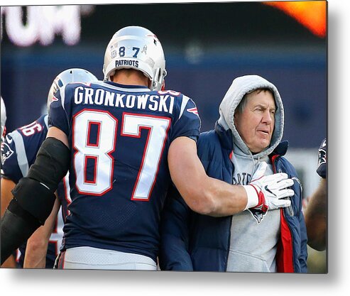 Rob Gronkowski Metal Print featuring the photograph Miami Dolphins v New England Patriots #32 by Jim Rogash