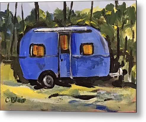 Vintage Trailer Metal Print featuring the painting Happy Camper #5 by Cynthia Blair