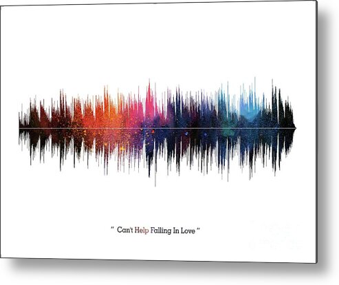 Music Poster Metal Print featuring the digital art LAB NO 4 Elvis Presley Can't Help Falling in Love Song Soundwave Print Music Lyrics Poster by Lab No 4 The Quotography Department