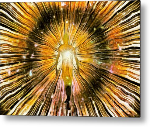 Yellow Metal Print featuring the digital art Soul #4 by Bruce Rolff