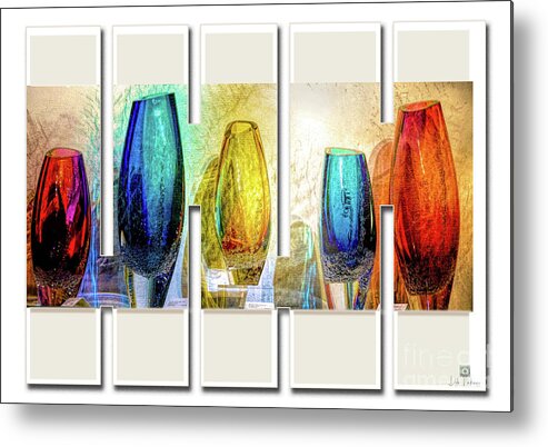 Glass Metal Print featuring the digital art 5 Glasses by Deb Nakano
