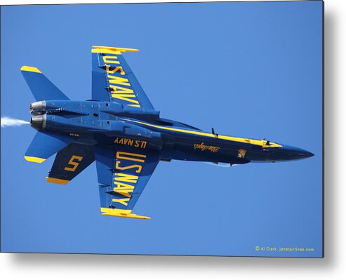 Blue Angels Metal Print featuring the photograph Blue Angels Solo Inverted by Custom Aviation Art