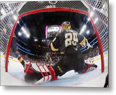 National Hockey League Metal Print featuring the photograph Arizona Coyotes v Vegas Golden Knights #7 by Bruce Bennett