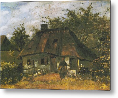 European Metal Print featuring the painting Farmhouse in Nuenen #9 by Vincent van Gogh