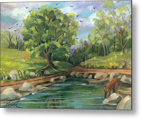 Spring Metal Print featuring the painting A Little Spring by Nancy Griswold