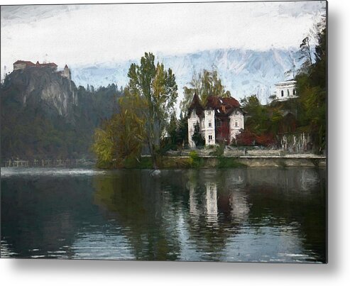 Misty Metal Print featuring the photograph A Misty Day at Lake Bled 2 by Lindsay Thomson