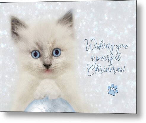 Christmas Metal Print featuring the mixed media A Purrrfect Christmas by Lori Deiter
