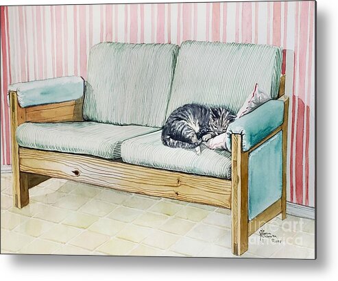 Still Life Metal Print featuring the painting A Study in Stripes by Merana Cadorette