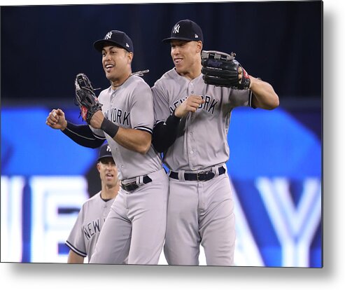 People Metal Print featuring the photograph Aaron Judge and Giancarlo Stanton by Tom Szczerbowski