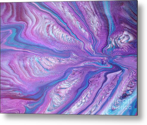 Amethyst Metal Print featuring the painting Acrylic Pour Amethyst Dreams by Elisabeth Lucas