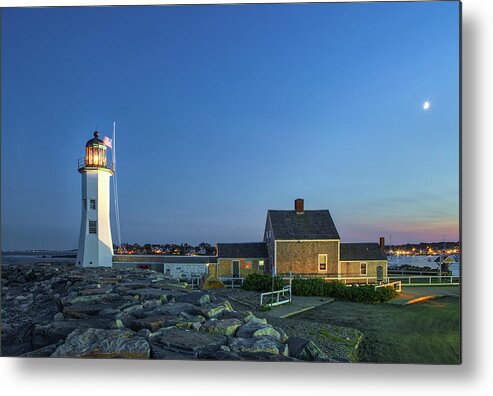 Scituate Lighthouse Metal Print featuring the photograph After Sunset at Scituate Lighthouse by Juergen Roth