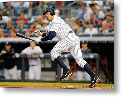 Following Metal Print featuring the photograph Alex Rodriguez by Jim Mcisaac