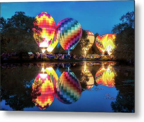 Hot Air Balloons Metal Print featuring the photograph All Balloon Glow - Centralia Balloon Fest by Susan Rissi Tregoning