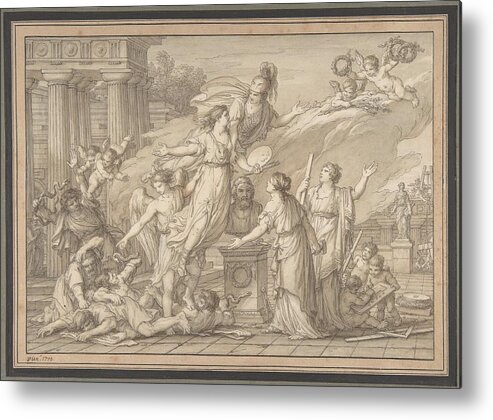 Christ Metal Print featuring the drawing Allegory of the Arts art by Joseph Marie Vien French