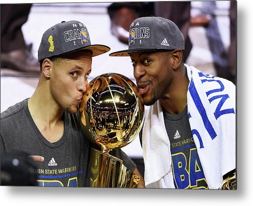 Playoffs Metal Print featuring the photograph Andre Iguodala and Stephen Curry by Jason Miller