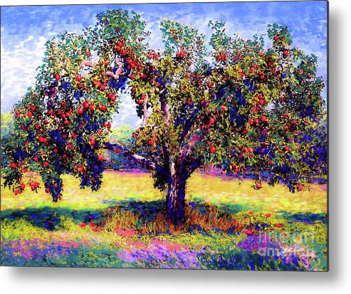 Tree Metal Print featuring the painting Apple Tree Orchard by Jane Small