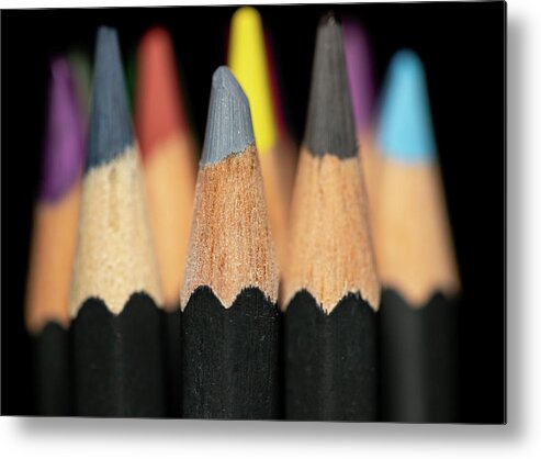 Pencil Metal Print featuring the photograph Artist Tools - Macro 3 by Amelia Pearn