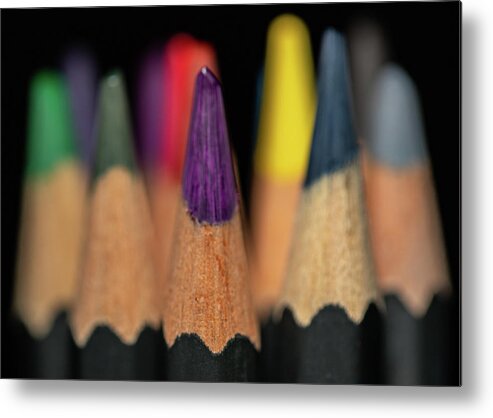 Pencil Metal Print featuring the photograph Artist Tools - Macro 4 by Amelia Pearn